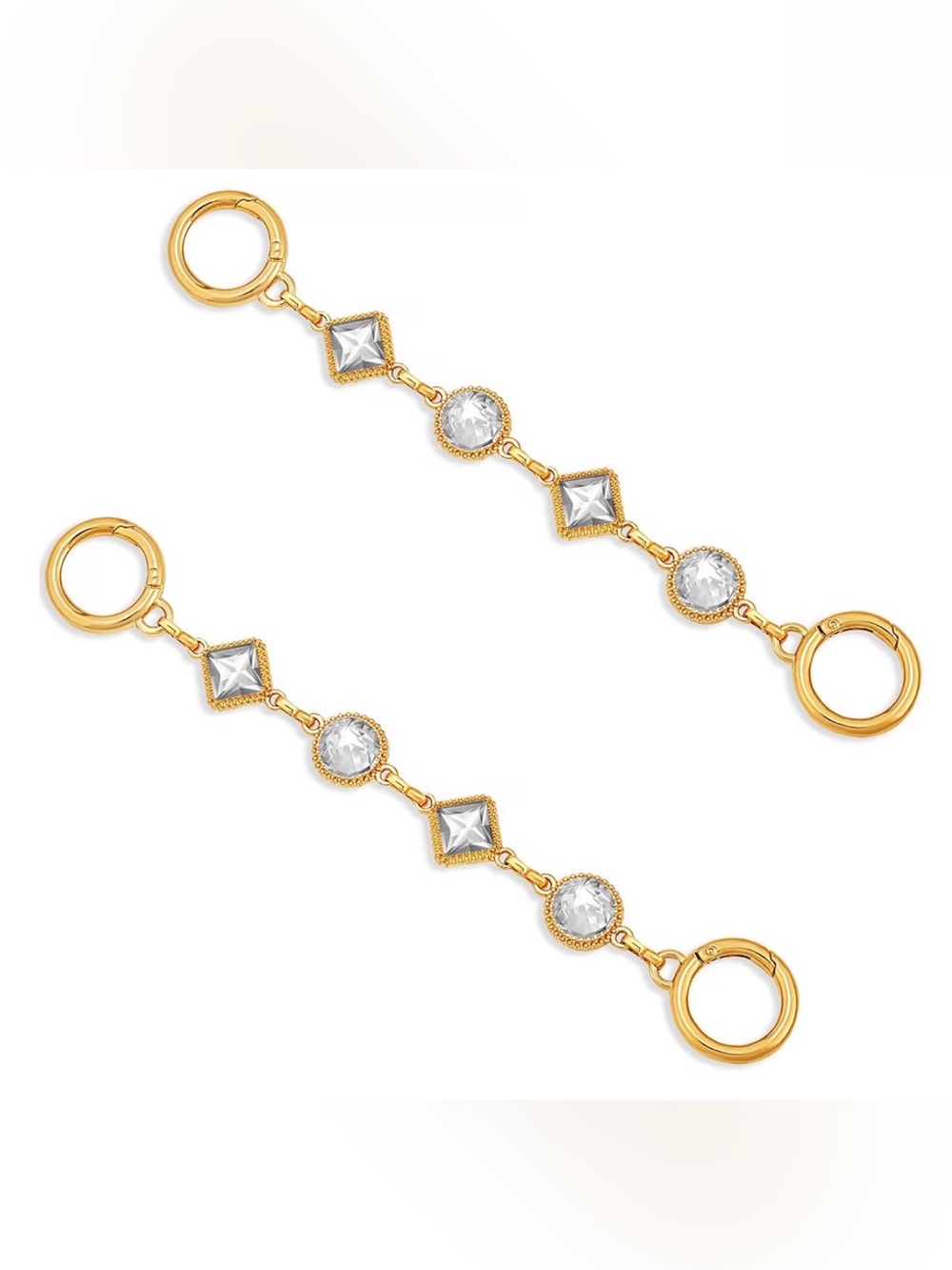 Boutique Gold-Tone Crystal Embellished Strap Extenders Set (2)